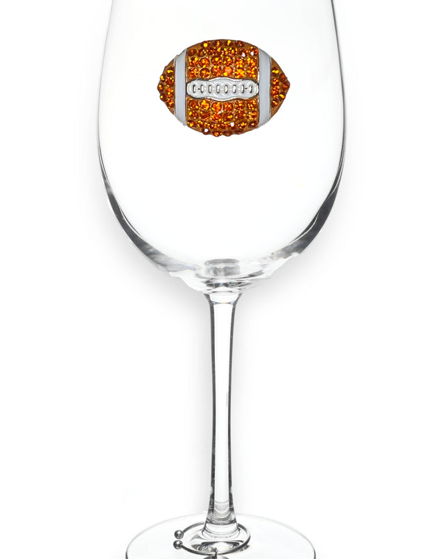 Football Jeweled Glassware - Stemmed - Orange and White