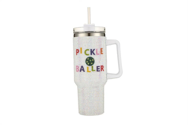 Ladies Rhinestone PICKLE BALLER 40 oz Tumbler Cup