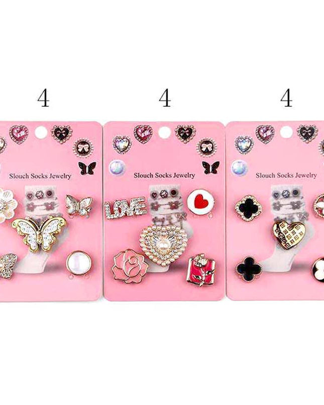Pearl Butterfly Pin Shoe & Slouch Sock Charm Set