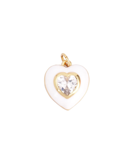 Enamel Crystal Heart Charm