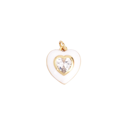 Enamel Crystal Heart Charm