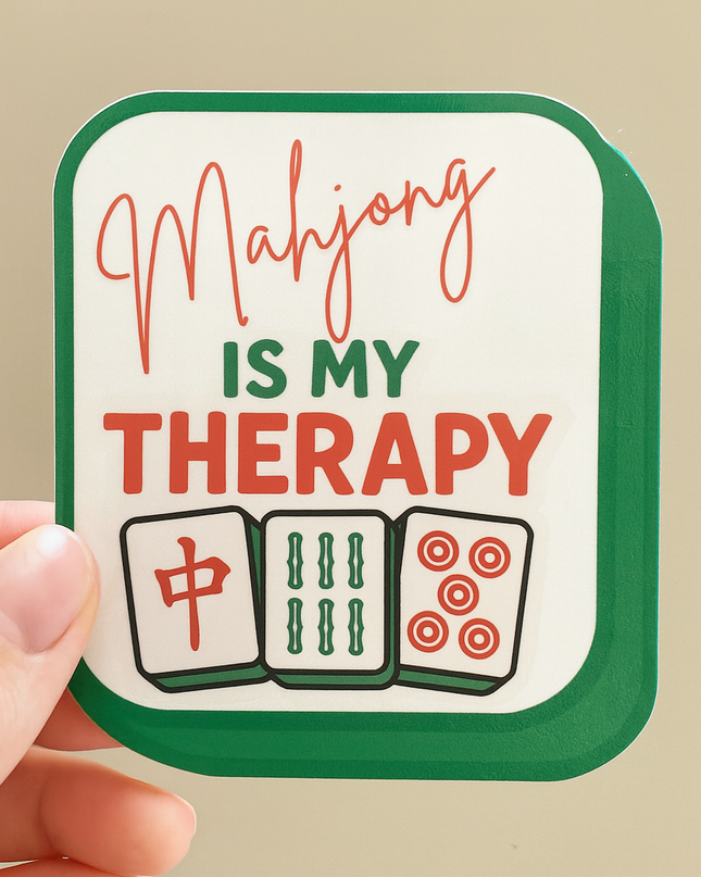 Mahjong Is My Therapy – Funny 3" Kiss-Cut Mahjong Sticker for Game Lovers