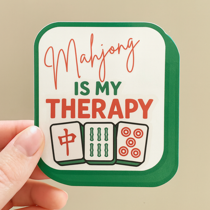Mahjong Is My Therapy – Funny 3" Kiss-Cut Mahjong Sticker for Game Lovers