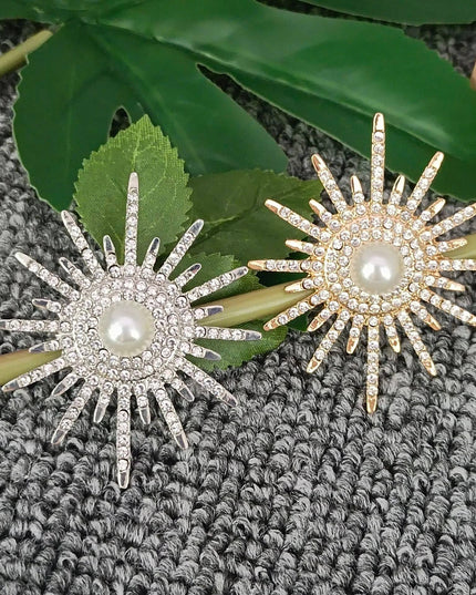 Cubic Zirconia Metal Sunflower Brooch