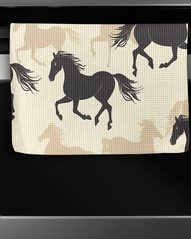 Horse Pony Equestrian Tack Kitchen Towel Waffle Gifts Farm