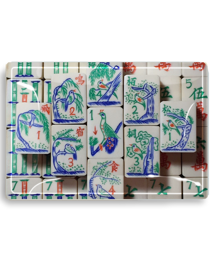 Mahjong #2 Decoupage Glass Tray