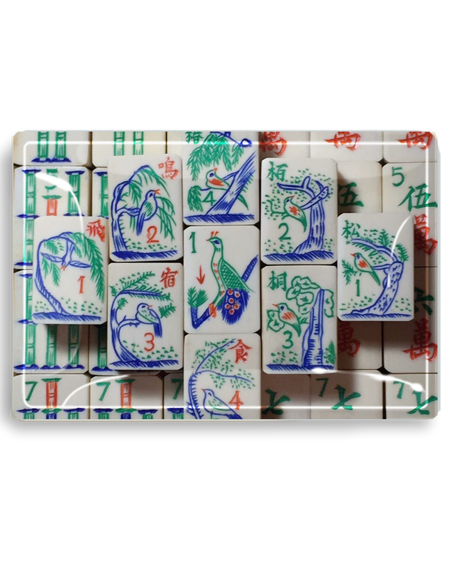 Mahjong #2 Decoupage Glass Tray