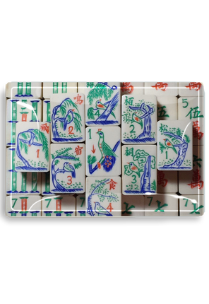 Mahjong #2 Decoupage Glass Tray