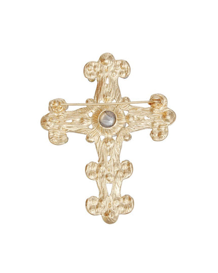 Brooch Victorian Cross Gold Pin for Women