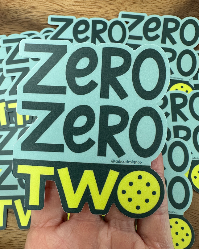 Pickleball Zero Zero Two 002 Vinyl Sticker