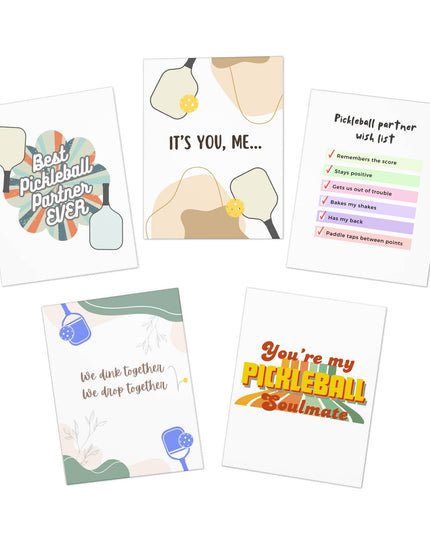 Best Pickleball Partner Greeting Card Variety Bundle Set (Pack of 5)