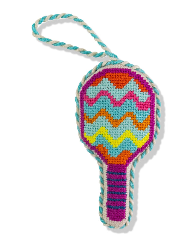 Needlepoint Icon Ornament - Pickleball Racket