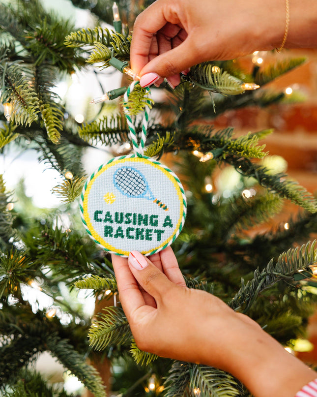 Needlepoint Ornament - Causing A Racket