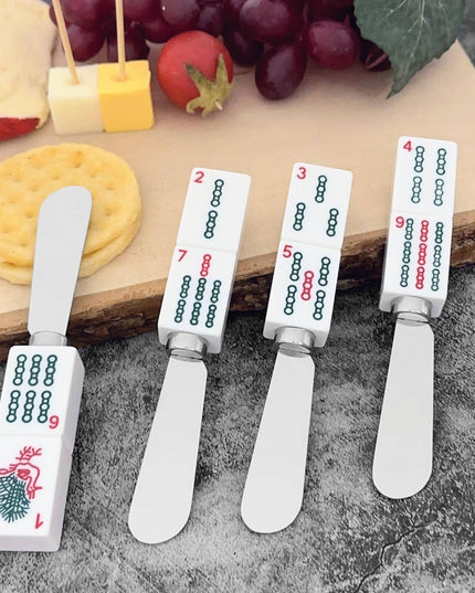 4-Piece Mahjong Bamboo Charm Resin Cheese Spreader
