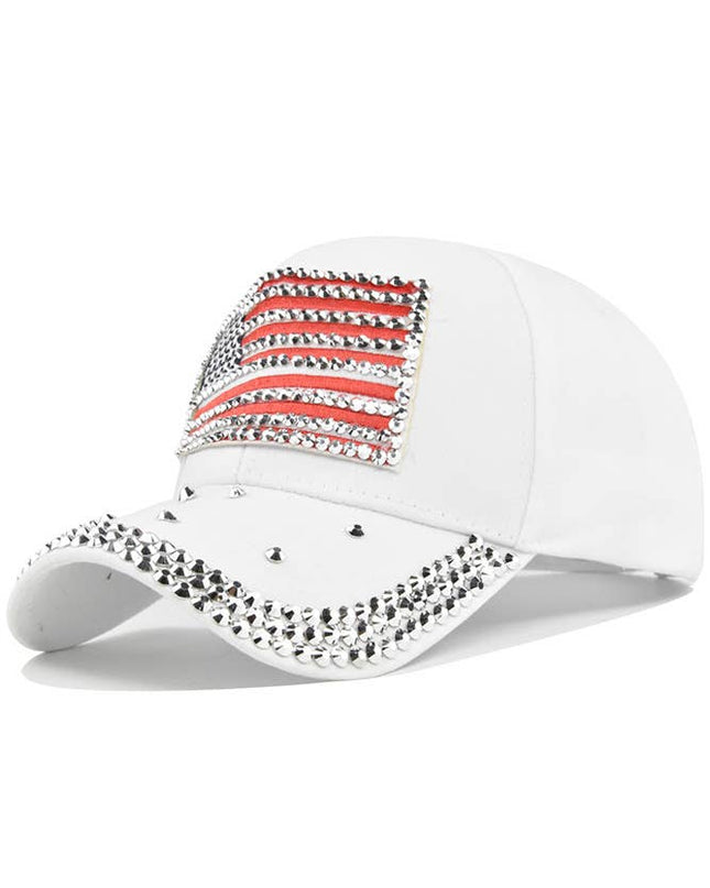 US Flag Rhinestone Glitter Baseball Cap