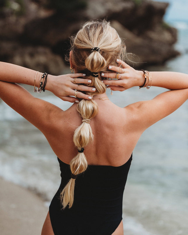 "Connect" Black & Cream with Gold Accent Hair Tie Bracelets