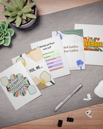 Best Pickleball Partner Greeting Card Variety Bundle Set (Pack of 5)