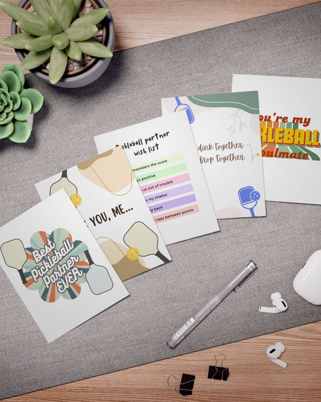 Best Pickleball Partner Greeting Card Variety Bundle Set (Pack of 5)