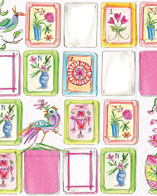 Paper Cocktail Napkins 20 Ct Mahjong Pink Rosanne Beck