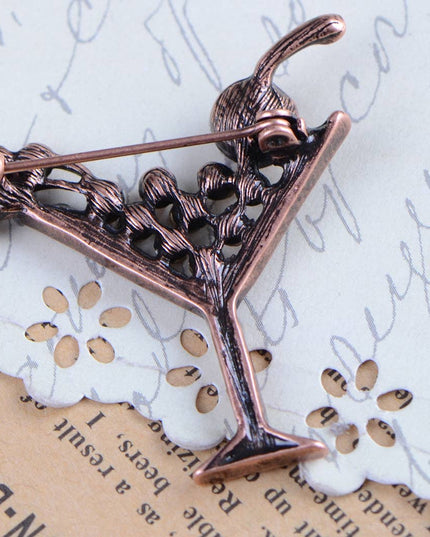 Copper Purple Cocktail Wine Cherry Glass Brooch Pin