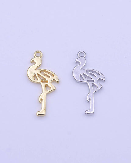 Minimalist Flamingo Bird Charm in Gold & Silver | C-505 C-516