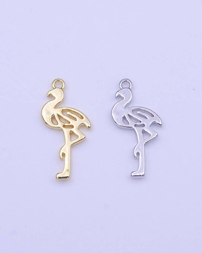 Minimalist Flamingo Bird Charm in Gold & Silver | C-505 C-516