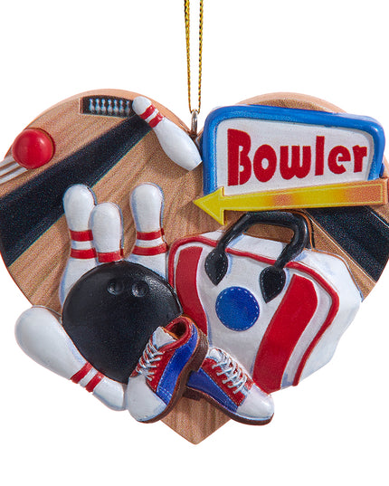 Kurt Adler Heart Shaped Bowling Ornament For Personalization