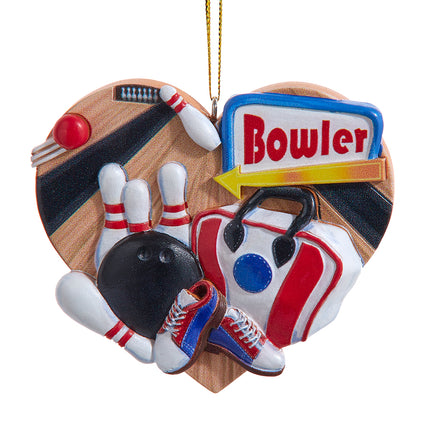 Kurt Adler Heart Shaped Bowling Ornament For Personalization
