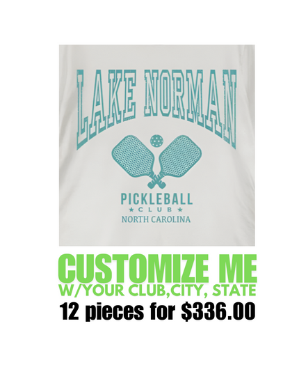 Pickleball Club Graphic Tee Lake Norman or Customize White