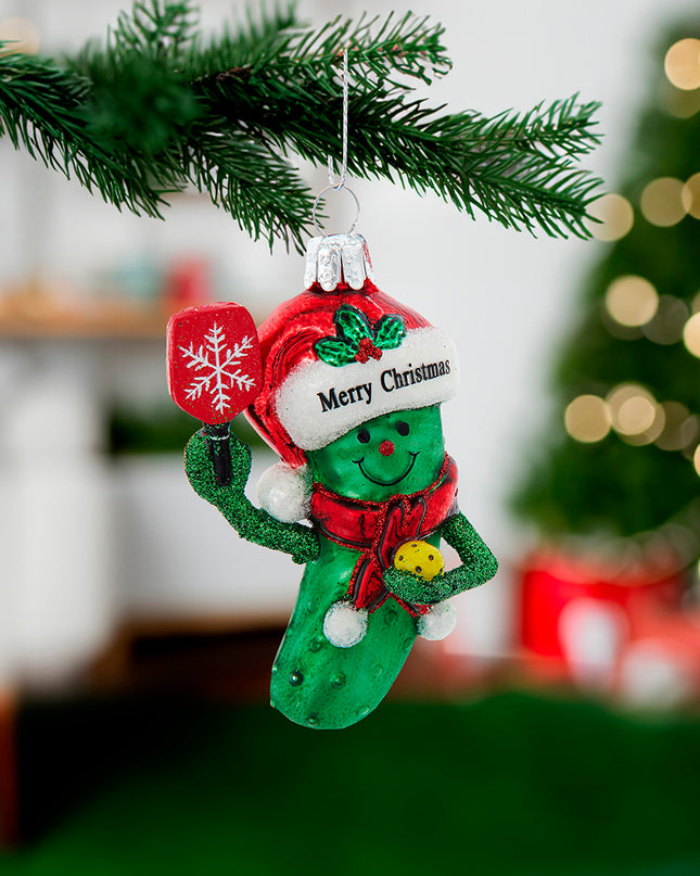 Kurt Adler Nobel Gems Glass Pickle Santa Hat Ornament