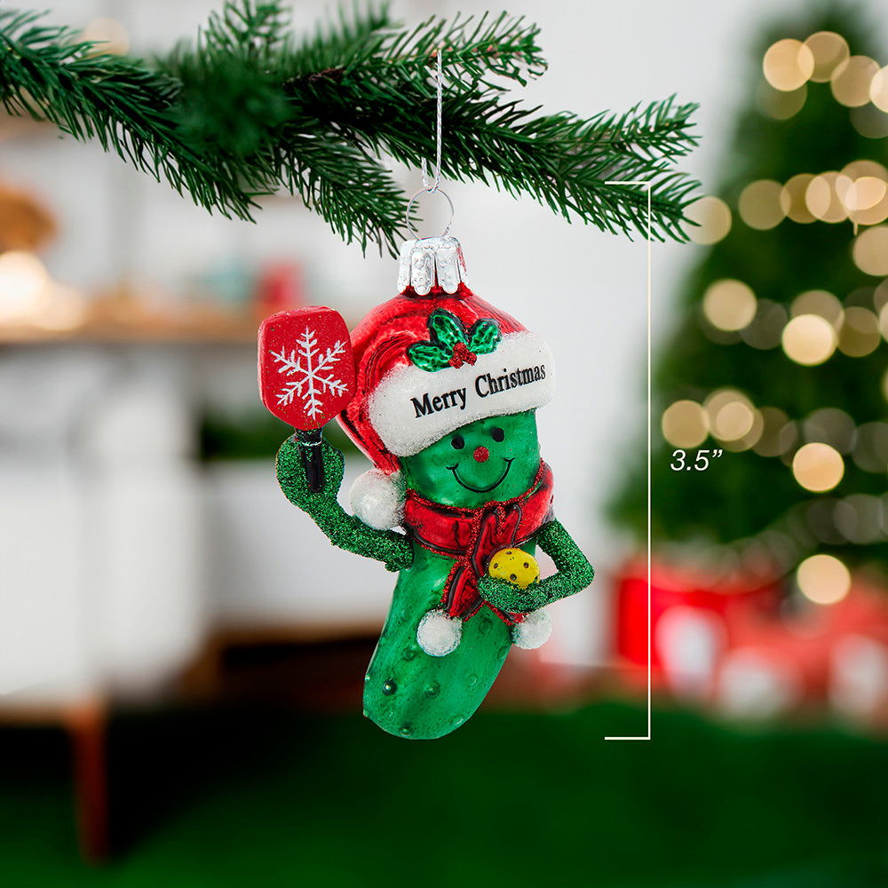 Noble Gems Glass Pickleball Pickle With Santa Ornament - Thumbnail 3