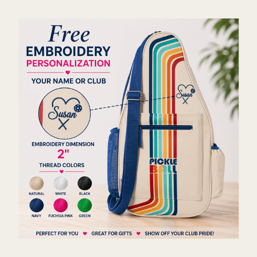 Free Embroidery: Pickleball Bag, Retro Stripe