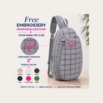 Free Embroidery! Match Point - Quilted Puffer Pickleball-Paddle Tennis Sling