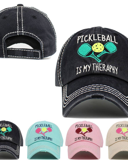 Pickleball Therapy Washed Vintage Ballcap