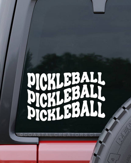 Pickleball Wavy Text Vinyl Car Window Decal (Packaged)