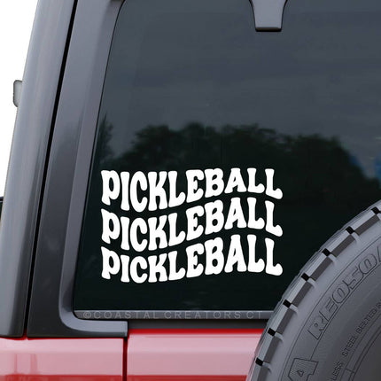 Pickleball Wavy Text Vinyl Car Window Decal (Packaged)