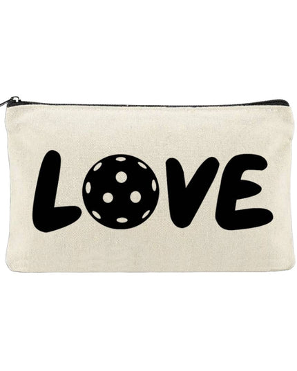 Pickleball Love Beige Canvas Zip Pouch