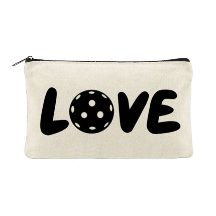 Pickleball Love Beige Canvas Zip Pouch