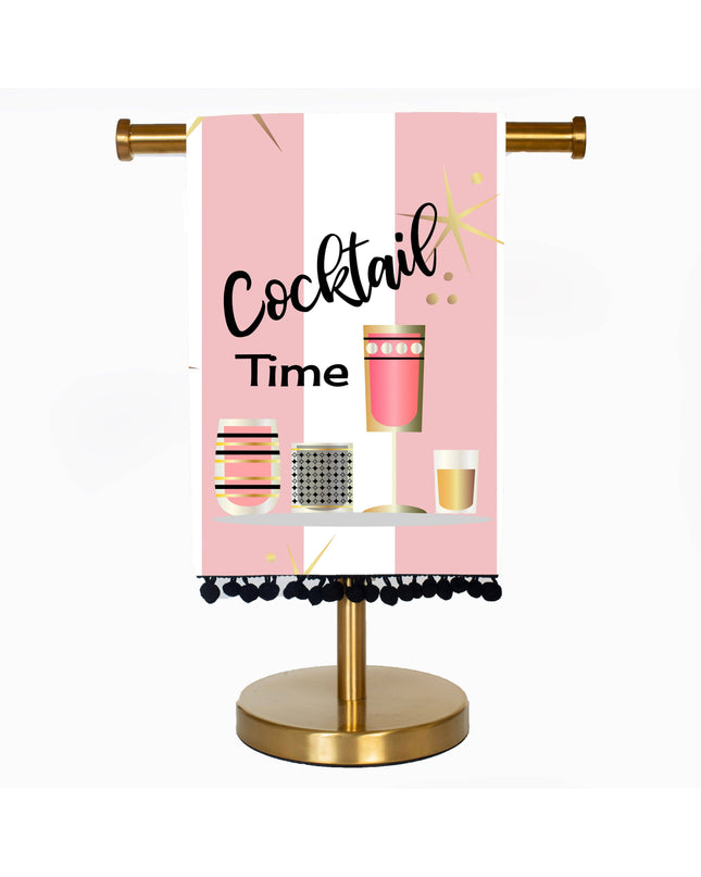 Cocktail Time Tea Towel Pink