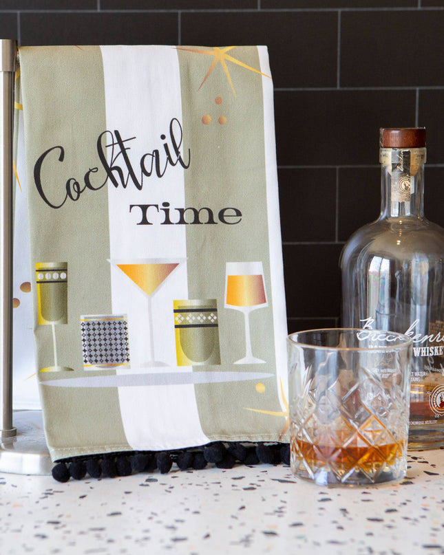 Vintage Cocktail Time Mid century Modern Bar Tea Towel