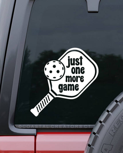 Pickleball Just One More Game Car Window Decal (Packaged)