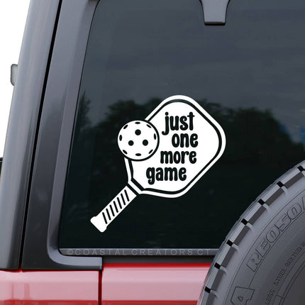 Pickleball Just One More Game Car Window Decal (Packaged)