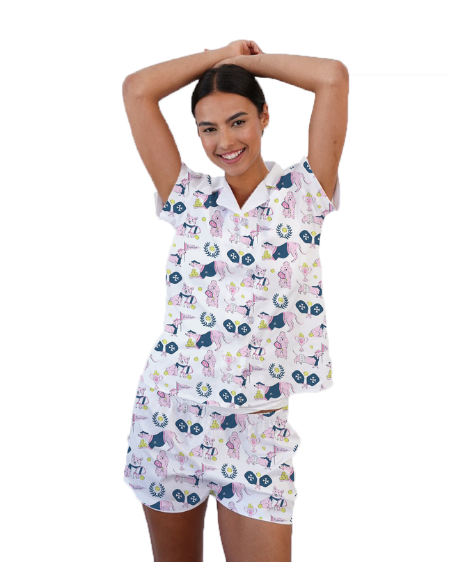Pickleball Pups Pajama Short Set