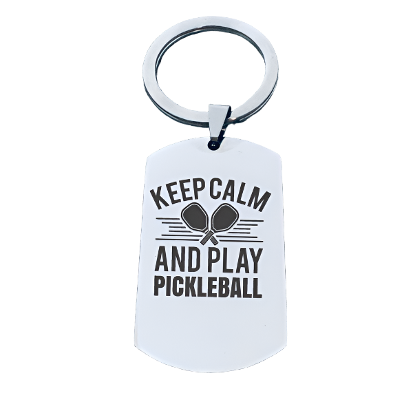 Keep Calm Pickleball  Keychain Rectangle