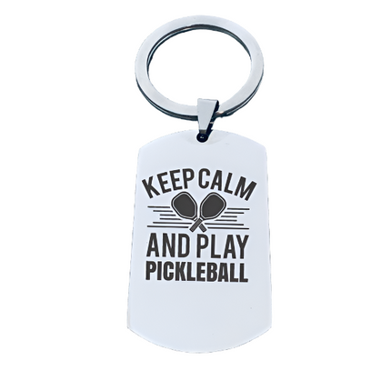 Keep Calm Pickleball  Keychain Rectangle
