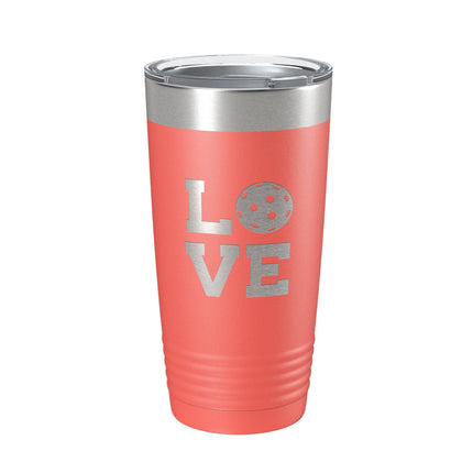 Love Pickleball 20oz Insulated Tumbler Coral