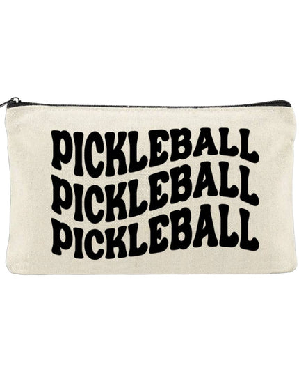 Pickleball Wavy Beige Canvas Zip Pouch
