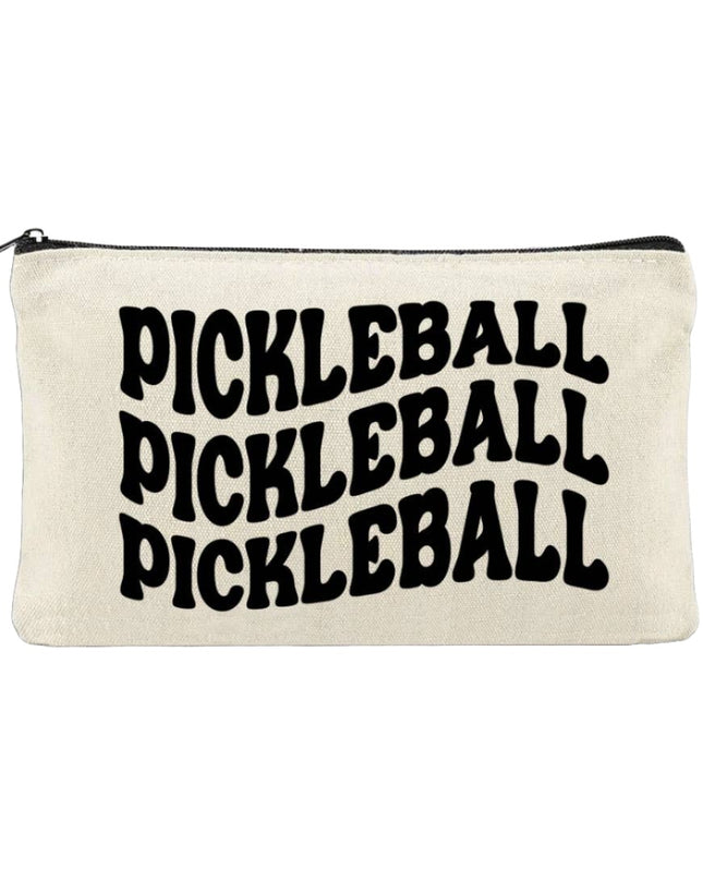 Pickleball Wavy Beige Canvas Zip Pouch