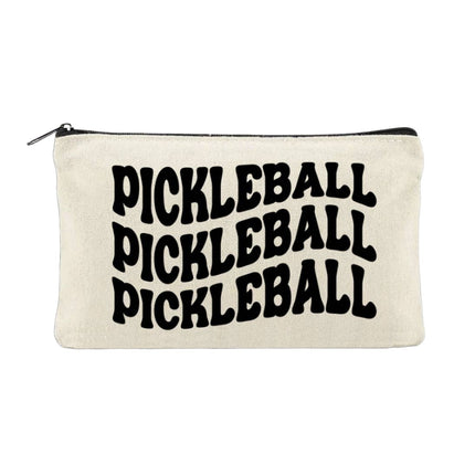 Pickleball Wavy Beige Canvas Zip Pouch