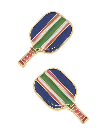 Ellie Pickleball Paddle Stud Earrings in Blue